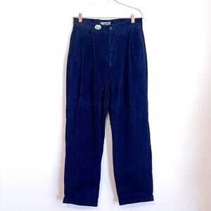 Vintage Y2K Structure Corduroy Pants Men 31X31 Black Pleats Cuff Preppy Academia